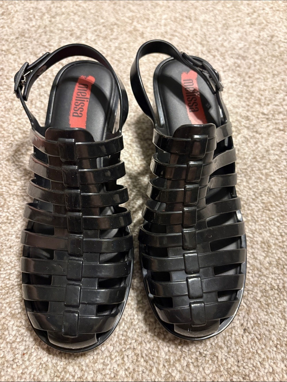 Melissa Black Jelly Woven Fisherman Sandals